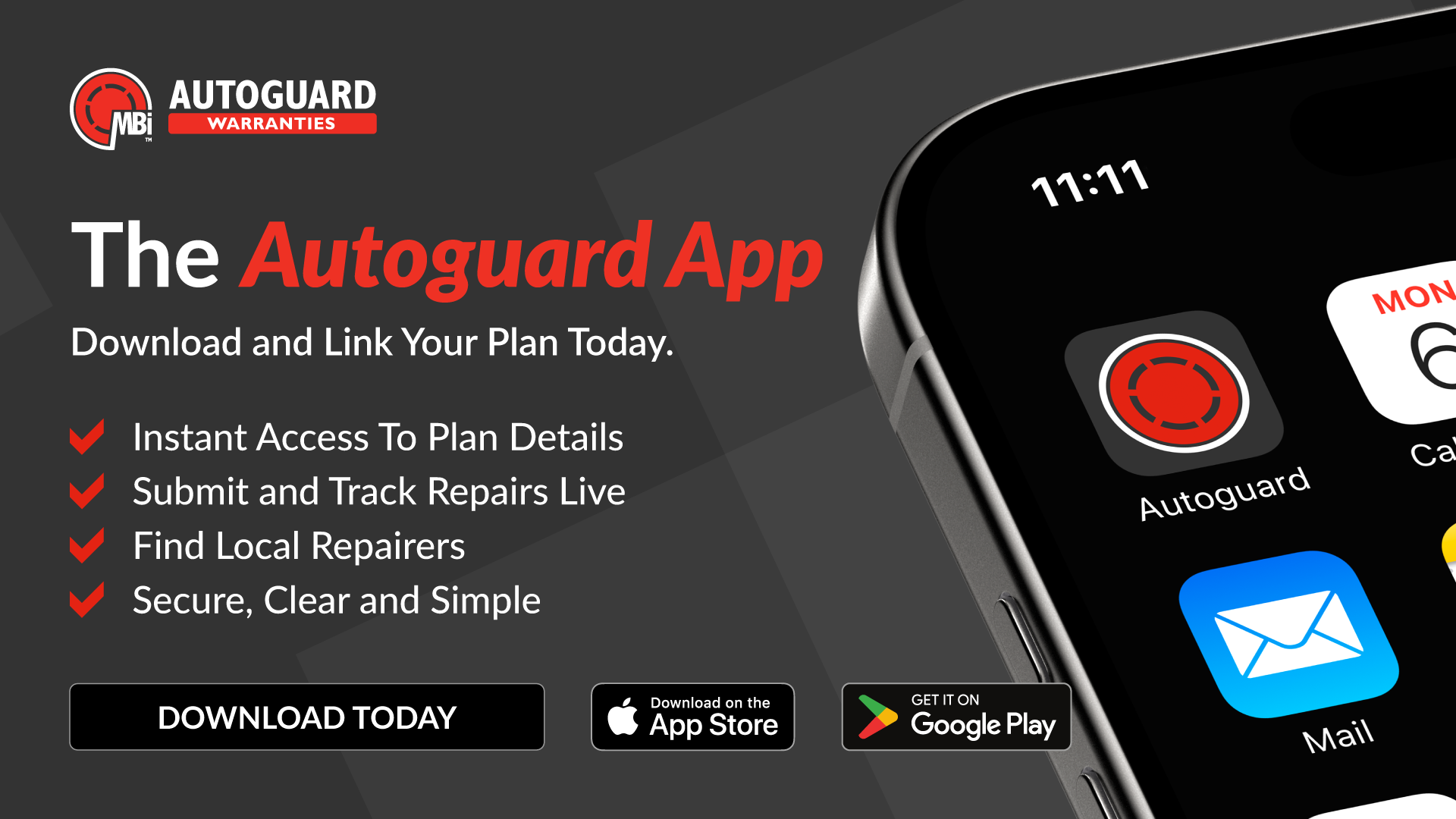 Autoguard customer app on a mobile phone